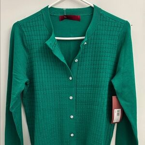 Love Squared Emerald Green Women's Button-Up Sweater
